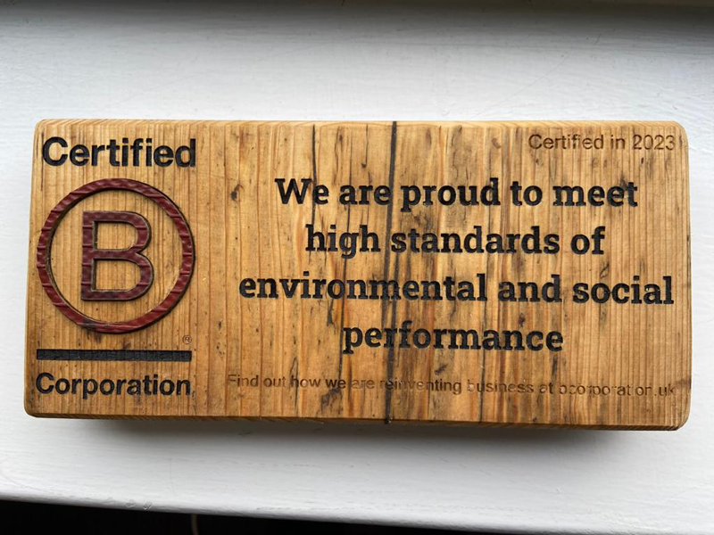 B Corp Plaque Reduced Width
